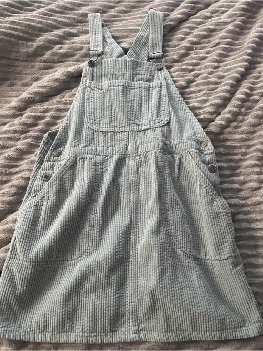 Grey Blue corduroy overall dress with pockets